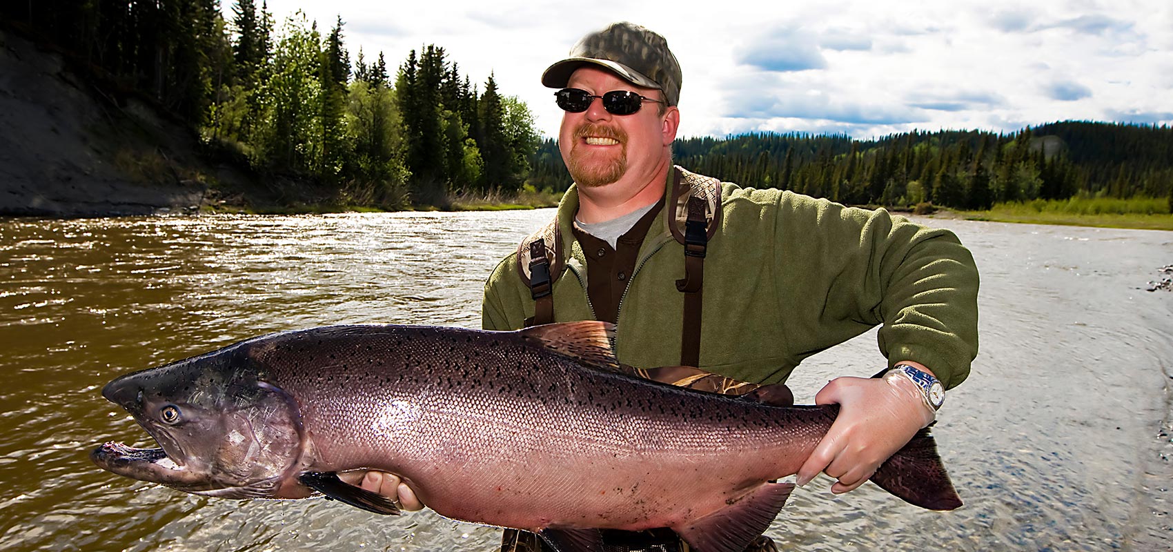 Man holding large salmon